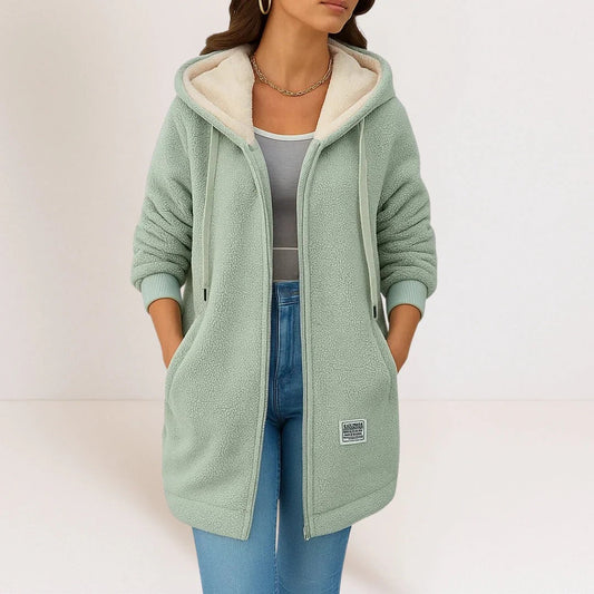 Colene - Bequeme und locker geschnittene Damen-Fleecejacke mit Kapuze