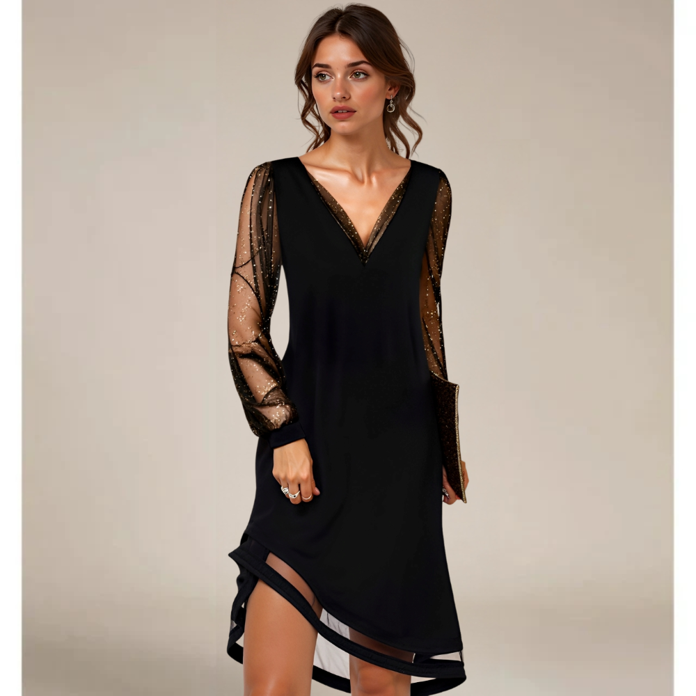 Matilda – Abendkleid mit durchsichtigen Ärmeln
