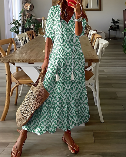 Domitille - Elegantes Kleid mit V-Ausschnitt, locker für Frauen