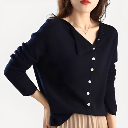 Daria - Elegante, warme Damenstrickjacke mit einem Knopf