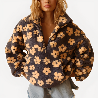Elizabeth - Damen-Sherpa-Pullover mit elegantem Blumenmuster