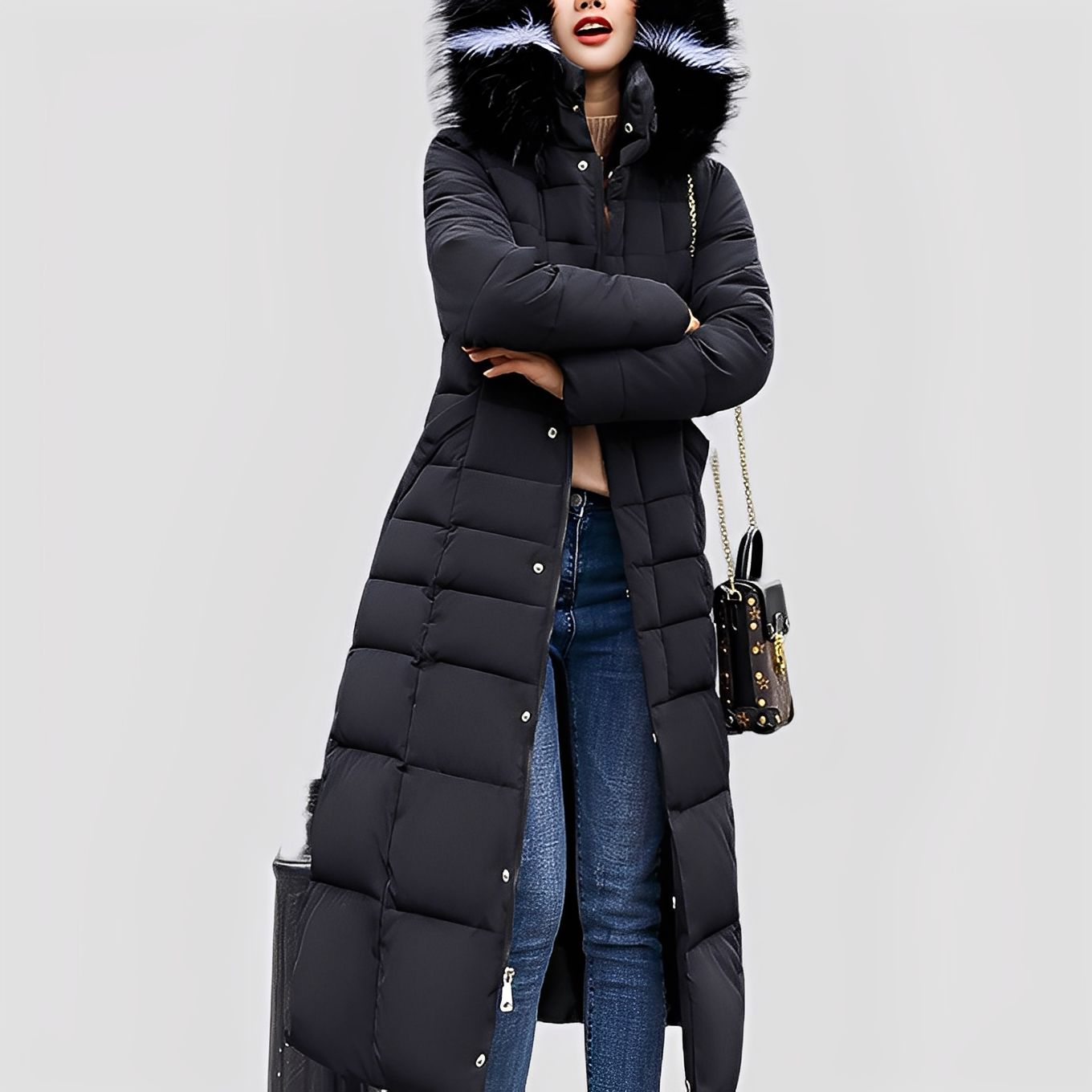 Mollie - Eleganter, wattierter Damenmantel in Lang