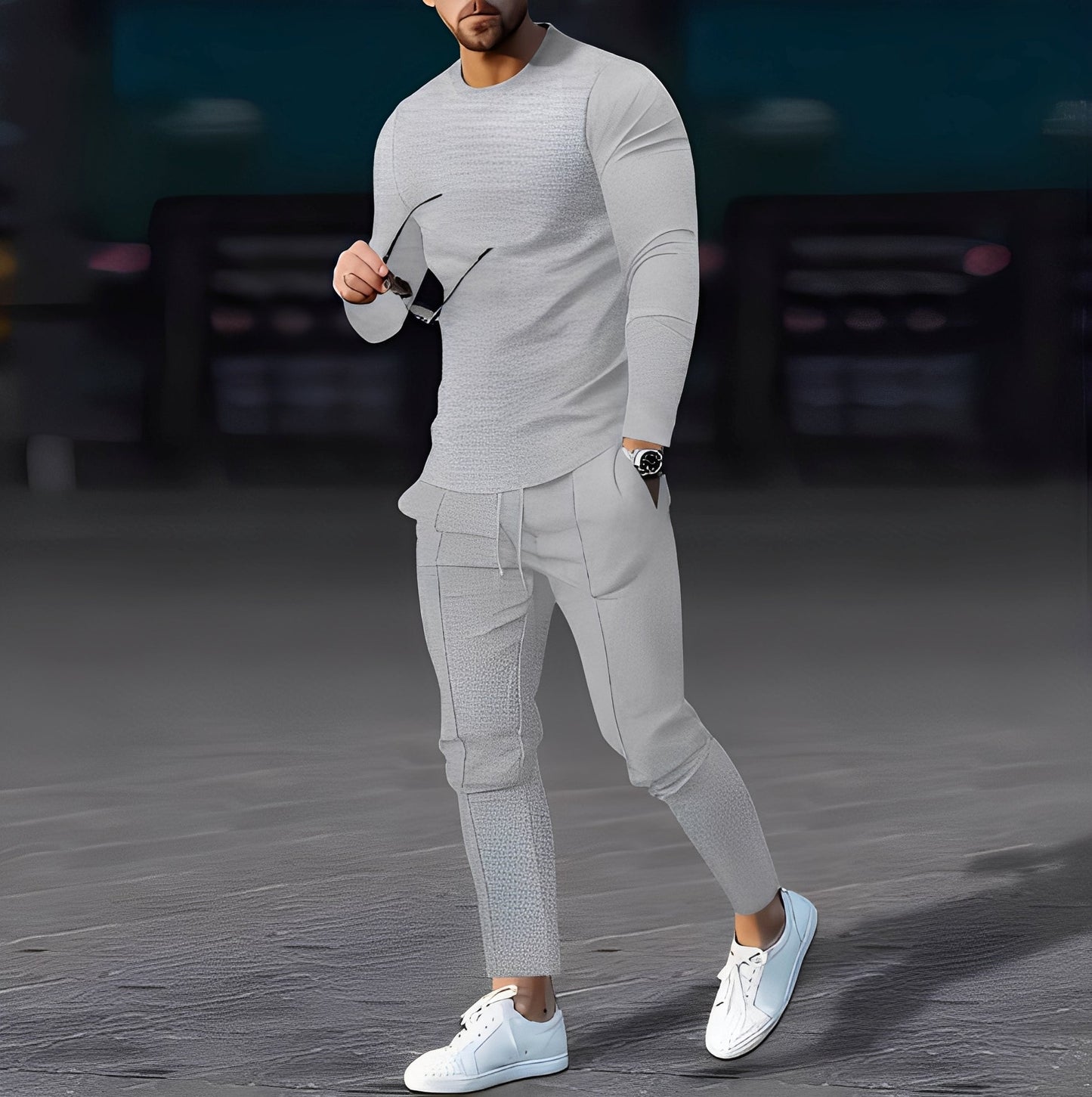 Dillan - Bequemes Slim-Fit-Herrenset mit Waffelstoff