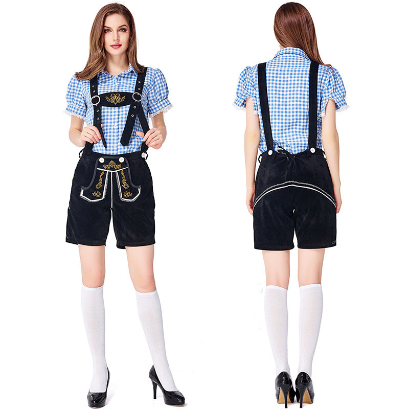 Dahlia - Oktoberfest-Stil mit karierten Latzhosen für Frauen