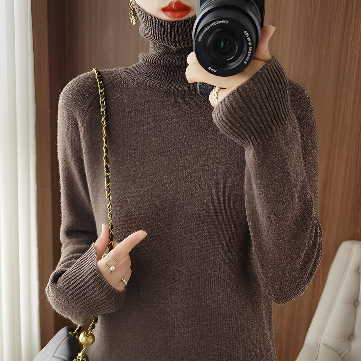 Kaycee - Eleganter Damen-Rollkragenpullover