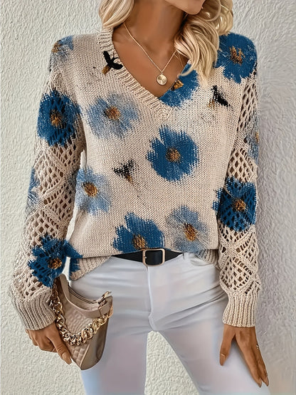 Ashtyn - Eleganter Damenpullover mit Blumendesign