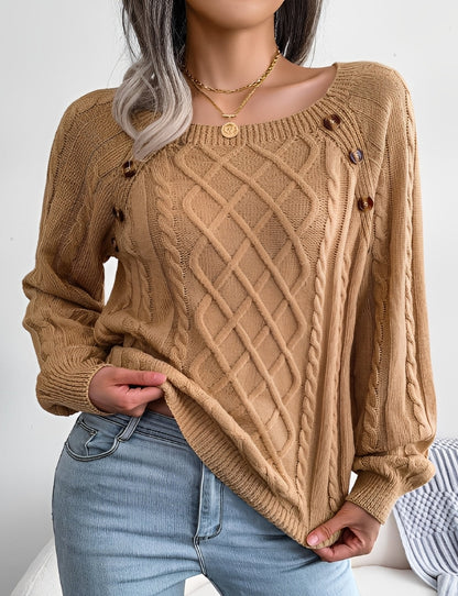 Sally - Modischer Damenpullover mit Knopfdetails