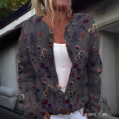 Wilda - Warmer und stilvoller Damen-Cardigan mit Blumenmuster