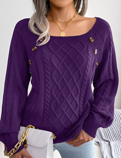 Sally - Modischer Damenpullover mit Knopfdetails