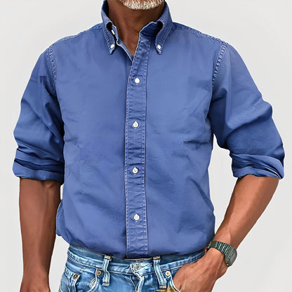 Ronald - Herrenhemd mit Retro-Kragen und langen Ärmeln