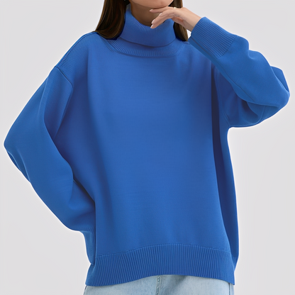 Nylah - Schlichter, übergroßer Damen-Rollkragenpullover