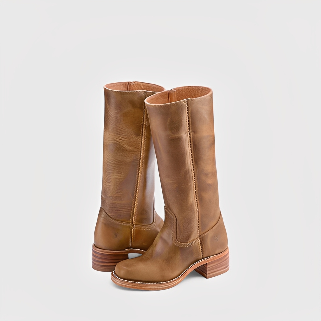 Lauryne - Damen hohe Lederstiefel mit Absatz