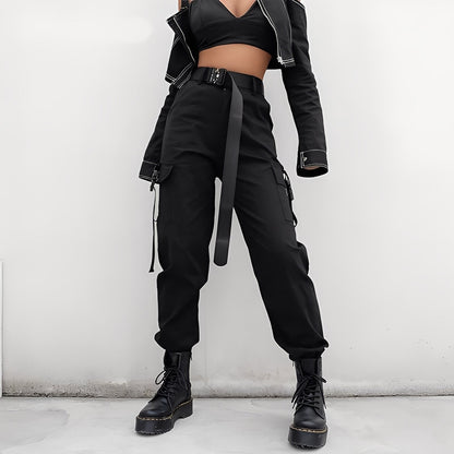 Clotilde - Hoch taillierte elastische Cargo-Hose für Damen