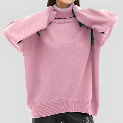 Nylah - Schlichter, übergroßer Damen-Rollkragenpullover