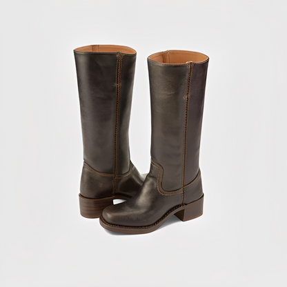 Lauryne - Damen hohe Lederstiefel mit Absatz