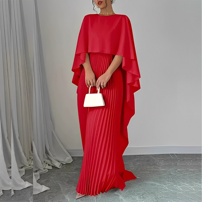 Marilou - Elegantes Kleid mit plissiertem Umhang für Frauen