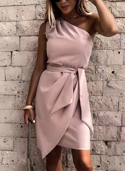 Alvena - Schickes asymmetrisches Damenkleid mit einer Schulter