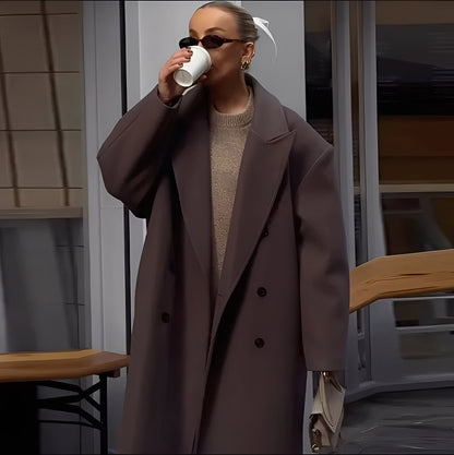 Veronica - Eleganter, langer Damenmantel mit lockerer Passform