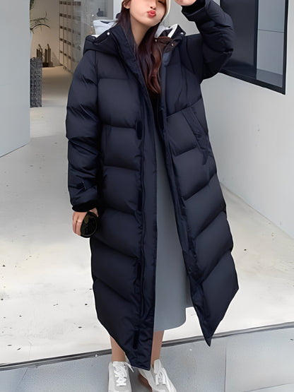 Hazel - Modische lange Damenjacke mit Kapuze