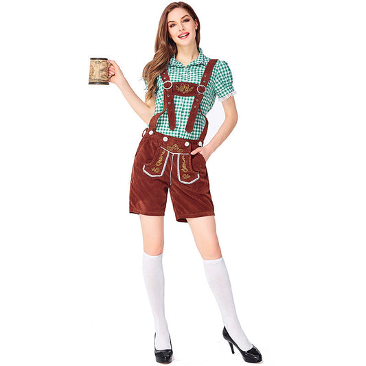 Dahlia - Oktoberfest-Stil mit karierten Latzhosen für Frauen