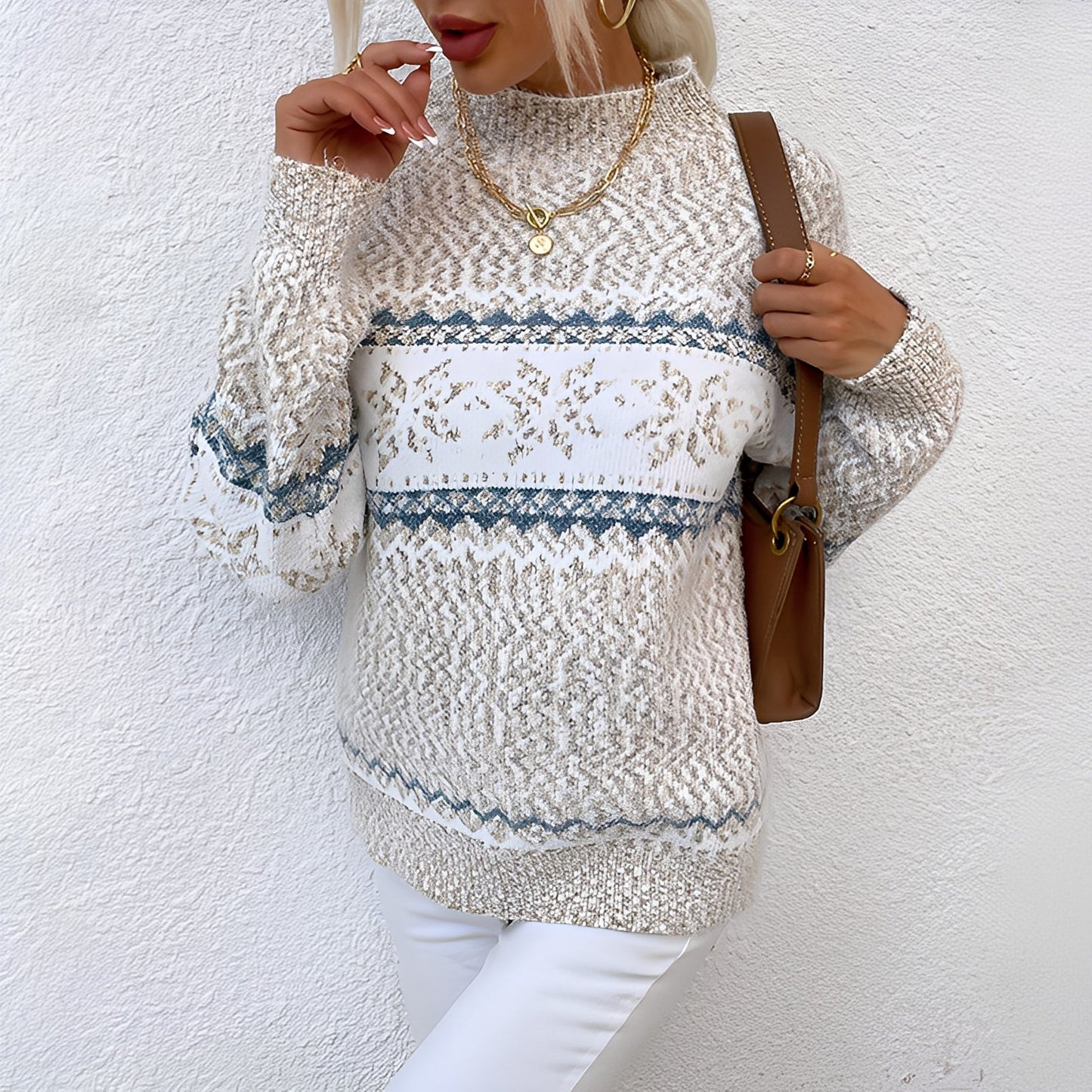 Wynonna - Stilvoller Damenwollpullover mit hohem Kragen