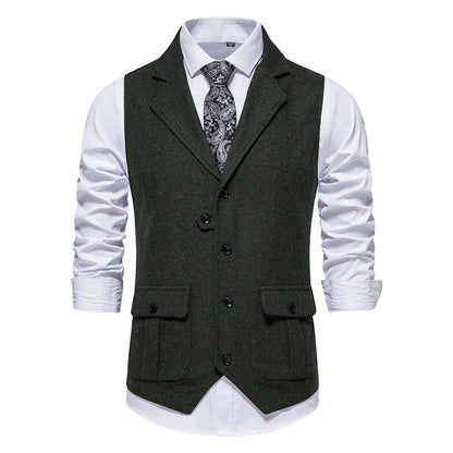 Rodney - Elegante Herrenweste mit Fischgrätmuster, Einreiher-Design