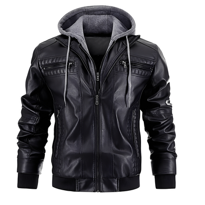 Morley - Klassische Herren-Lederjacke mit Kapuze