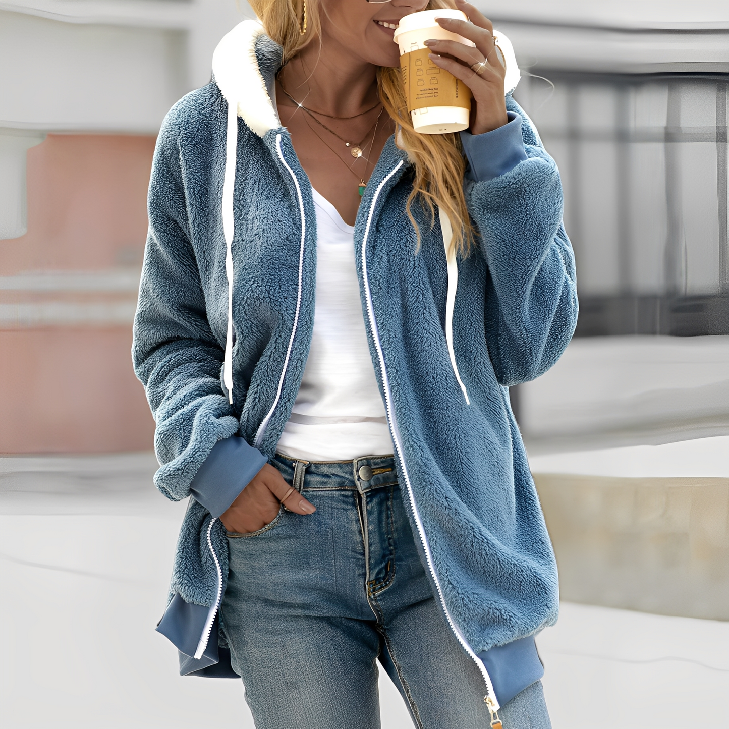 Rheanna - Damen Fleecejacke mit Kapuze für Wohlbehagen