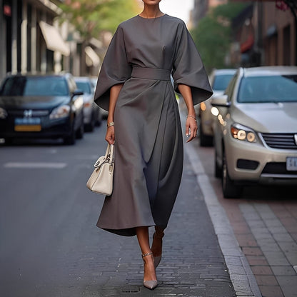 Élise - Elegantes Kleid mit Laternenärmeln und Gürtel für Damen