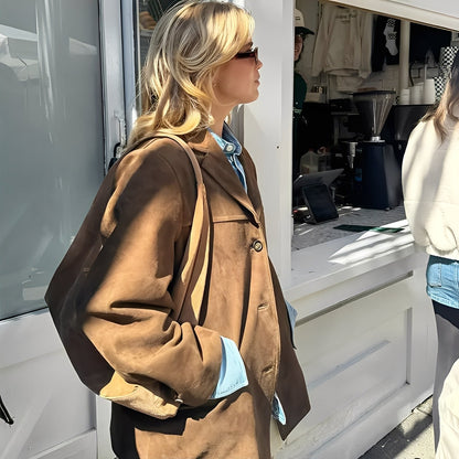 Laura - Klassische Damen-Lederjacke mit Reverskragen