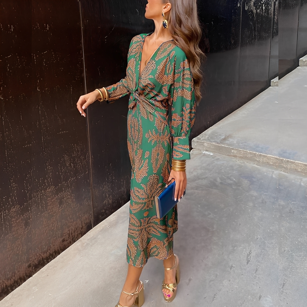 Louna - Elegantes Kleid mit V-Ausschnitt für Damen