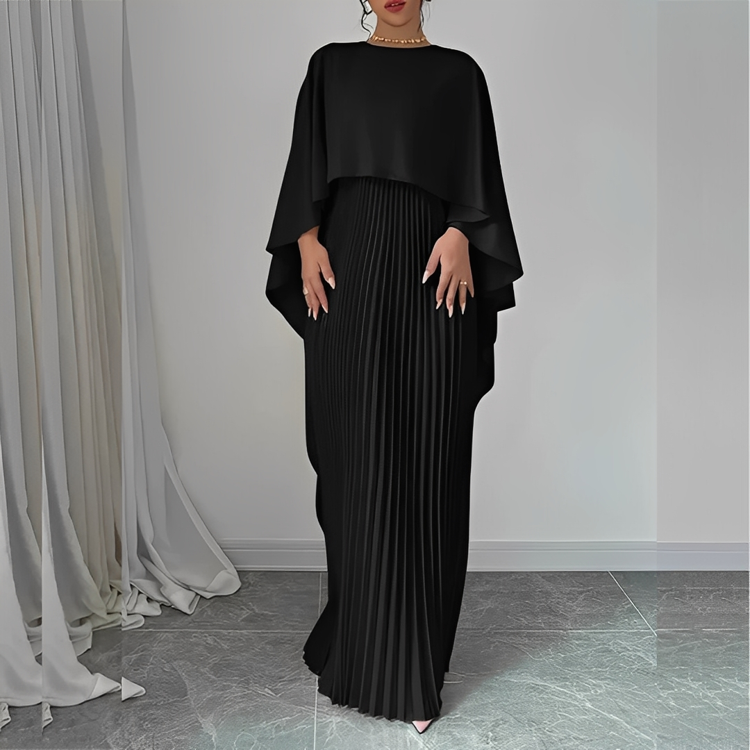 Marilou - Elegantes Kleid mit plissiertem Umhang für Frauen