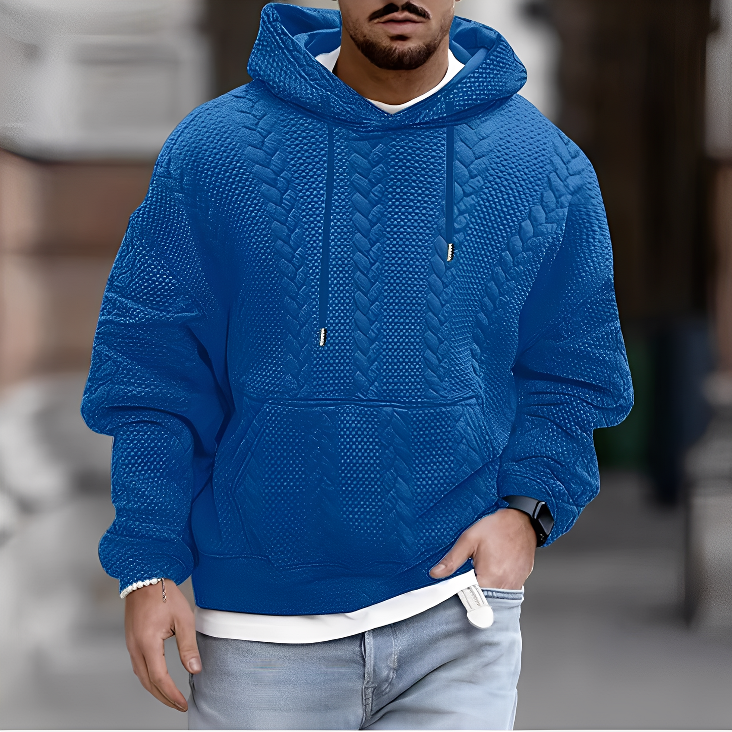 Wallis - Modische, locker gestrickte Herren-Kapuzenjacke