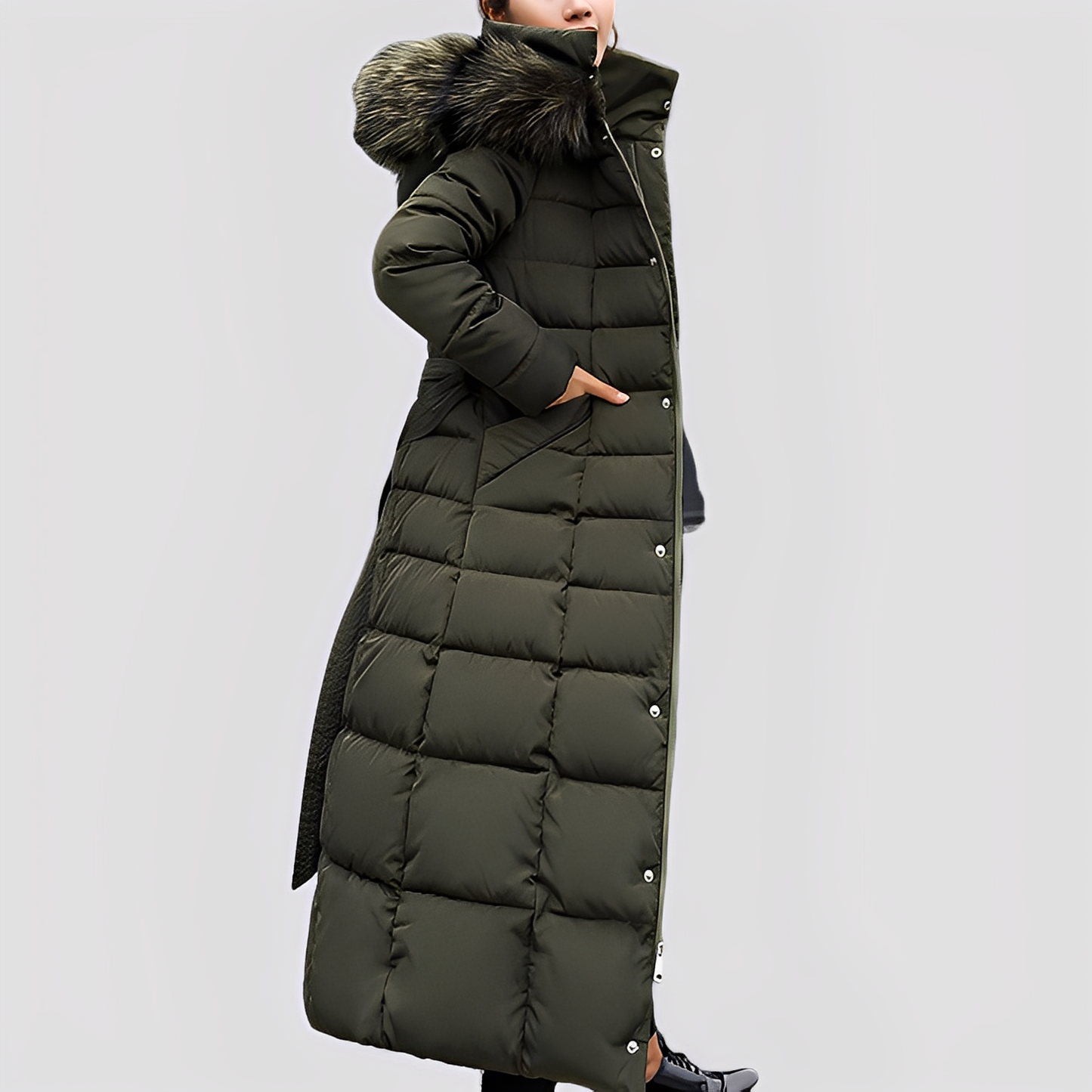 Mollie - Eleganter, wattierter Damenmantel in Lang