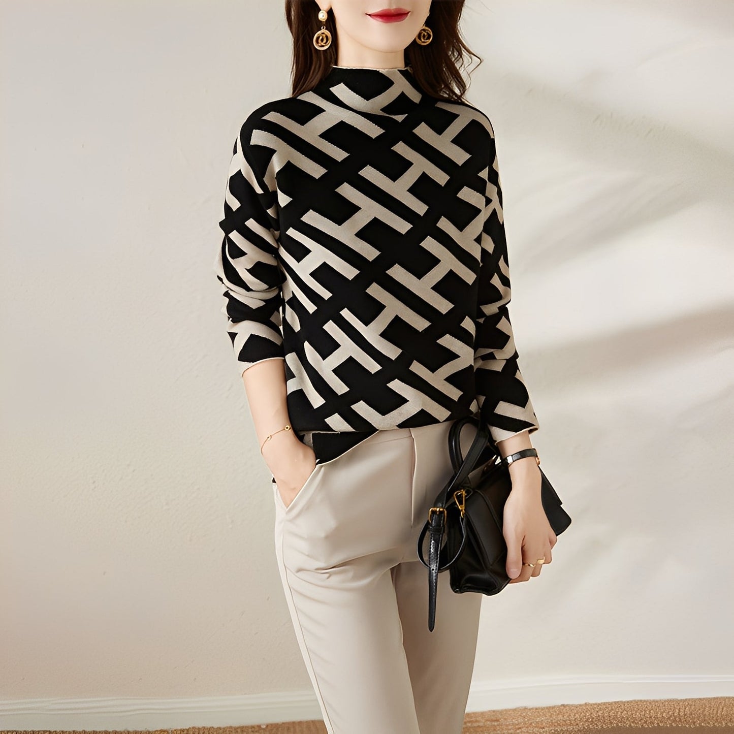 Eleanor - Schickes Damen-Strickoberteil mit langen Ärmeln im Design