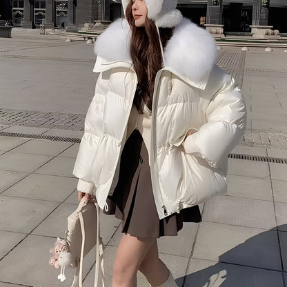 Victoria - moderne Damen-Windjacke mit Daunen und Pelzkragen