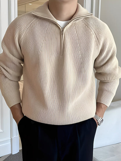 Lucas - Schicker Herrenpullover mit halbem Reißverschluss