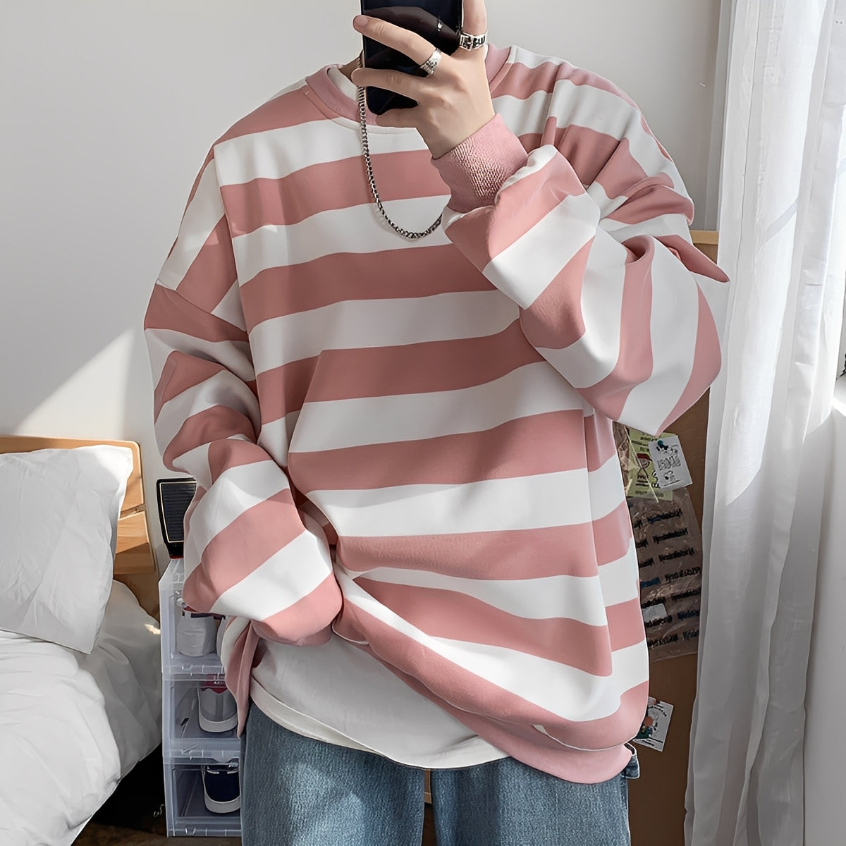 Christian - Herren Oversized-Pullover mit Streifen