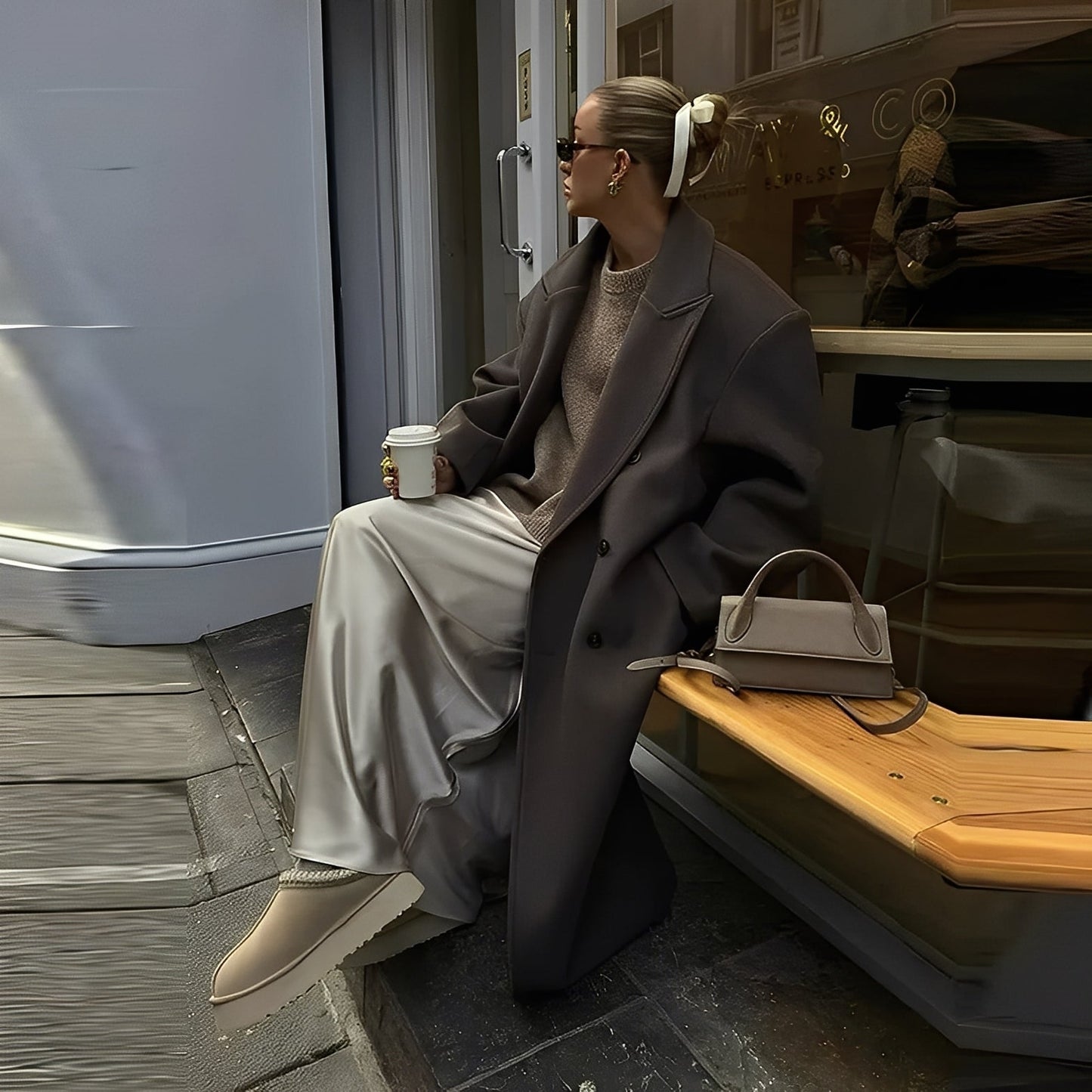 Veronica - Eleganter, langer Damenmantel mit lockerer Passform