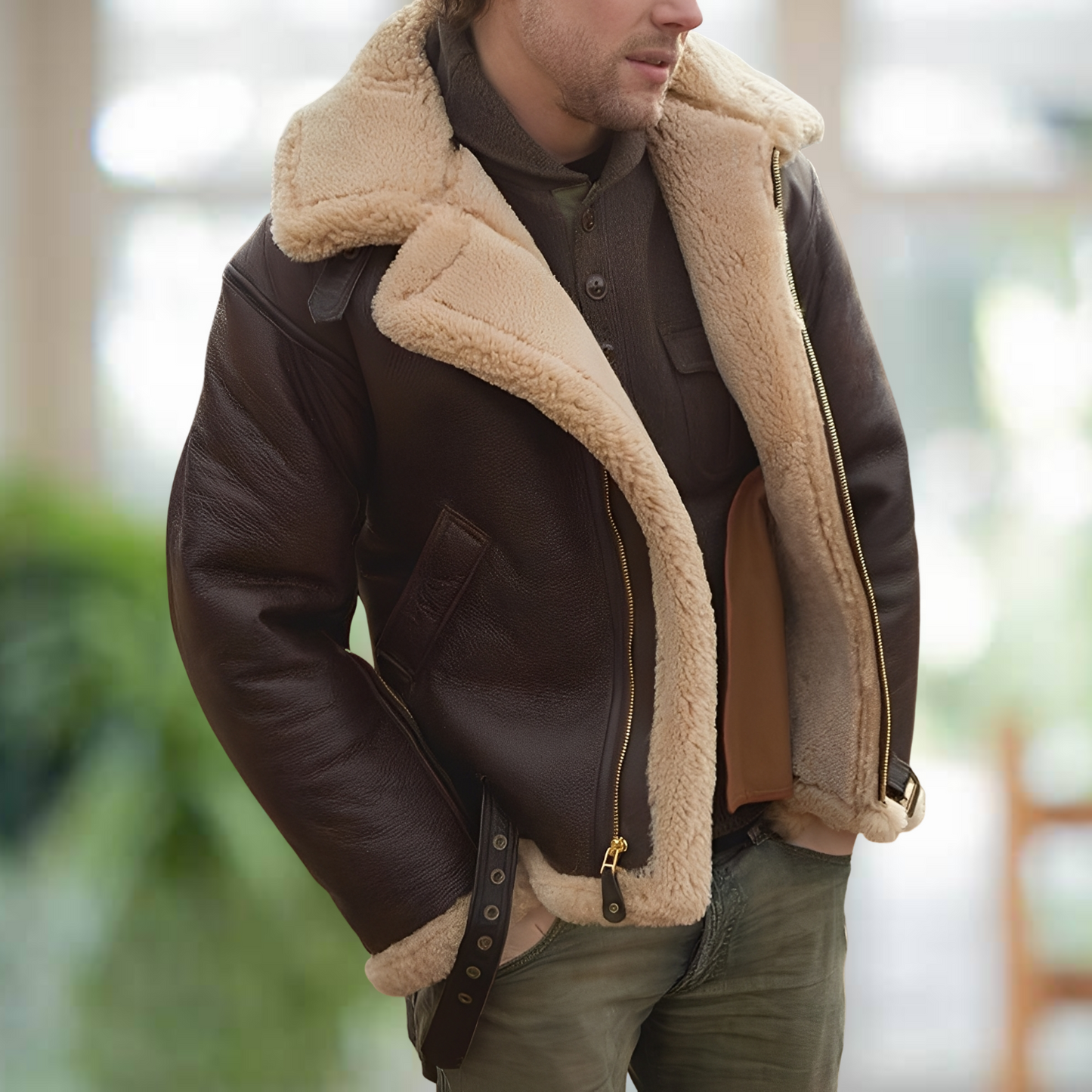 Leandro – Strapazierfähige Lederjacke für Männer