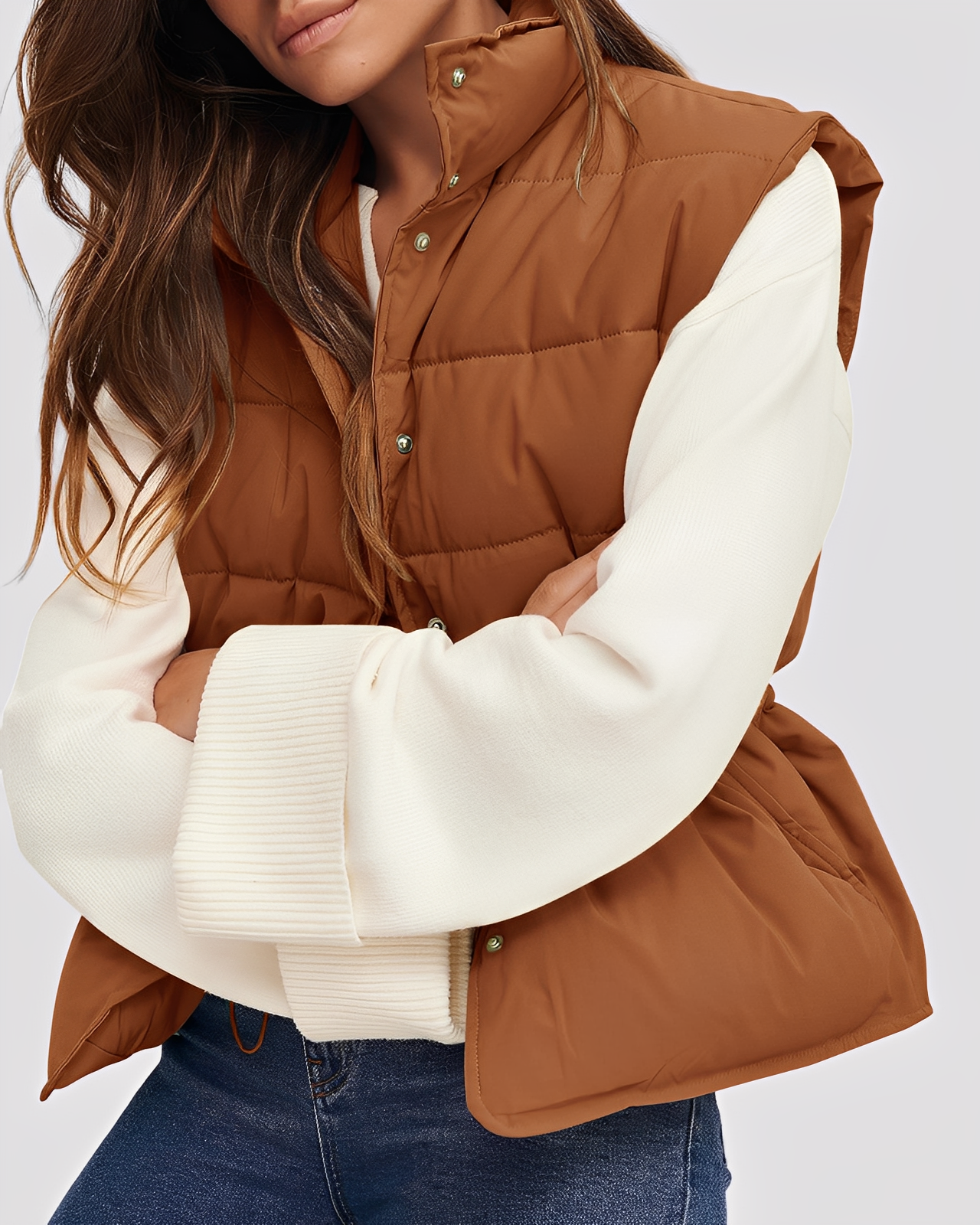 Aimee - Gemütliche, gepolsterte Damen-Weste mit Einreiher