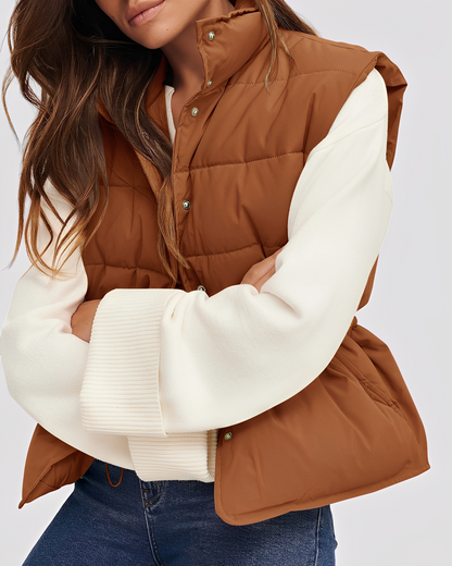 Aimee - Gemütliche, gepolsterte Damen-Weste mit Einreiher