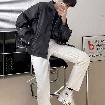 Russell - Modische Oversize-Lederbomberjacke für Herren