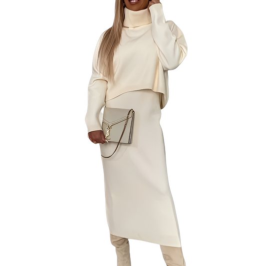 Natalee - Stylisches Damen-Set aus Rollkragenpullover und Rock