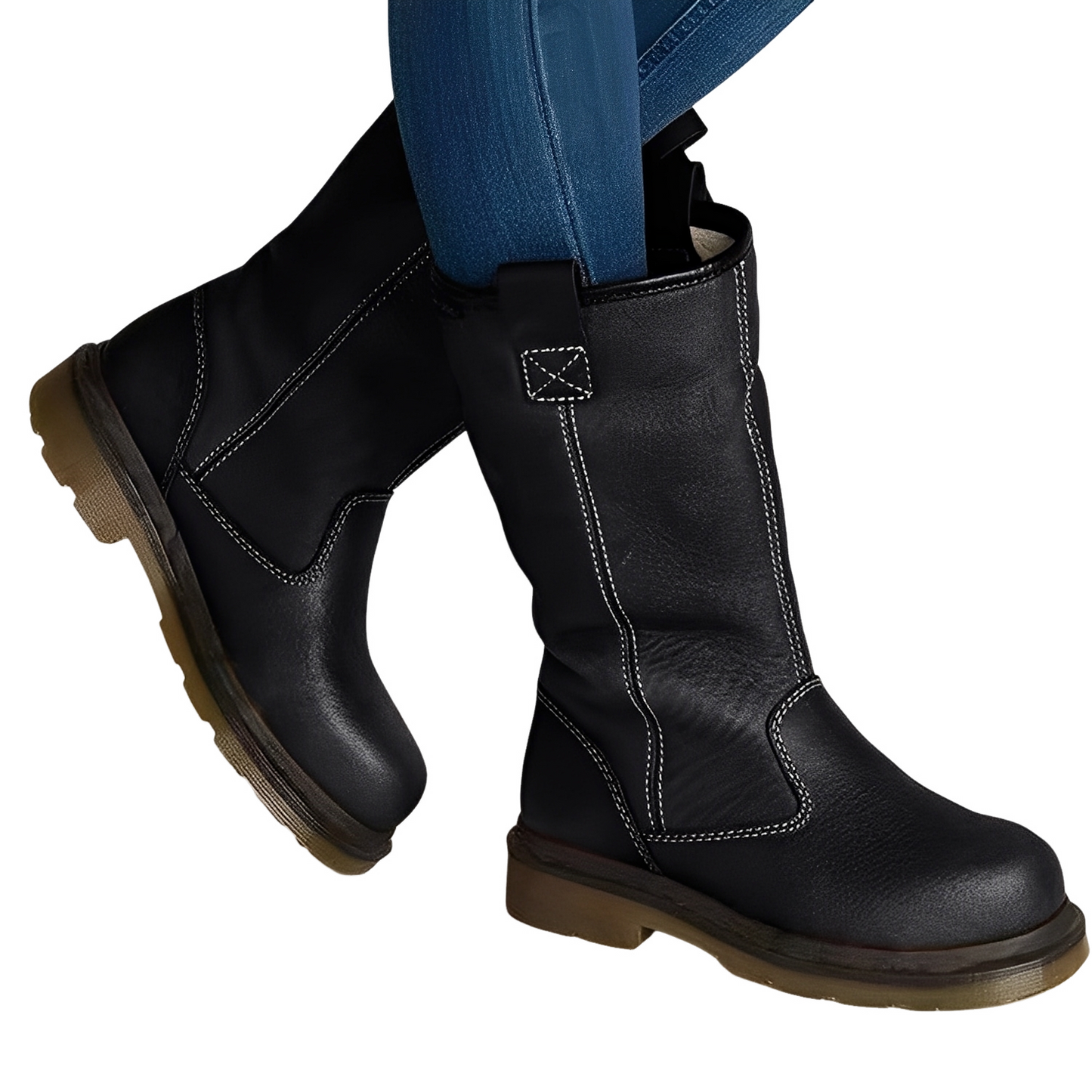 Alexia - Damen-Lederstiefel im Retro-Design mit Fellfutter
