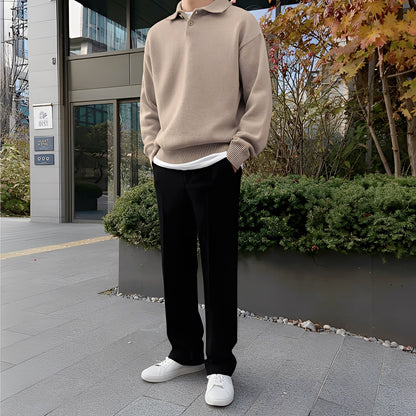 Bernard - Herren-Langarm-Strickpoloshirt