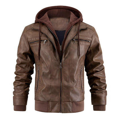 Morley - Klassische Herren-Lederjacke mit Kapuze