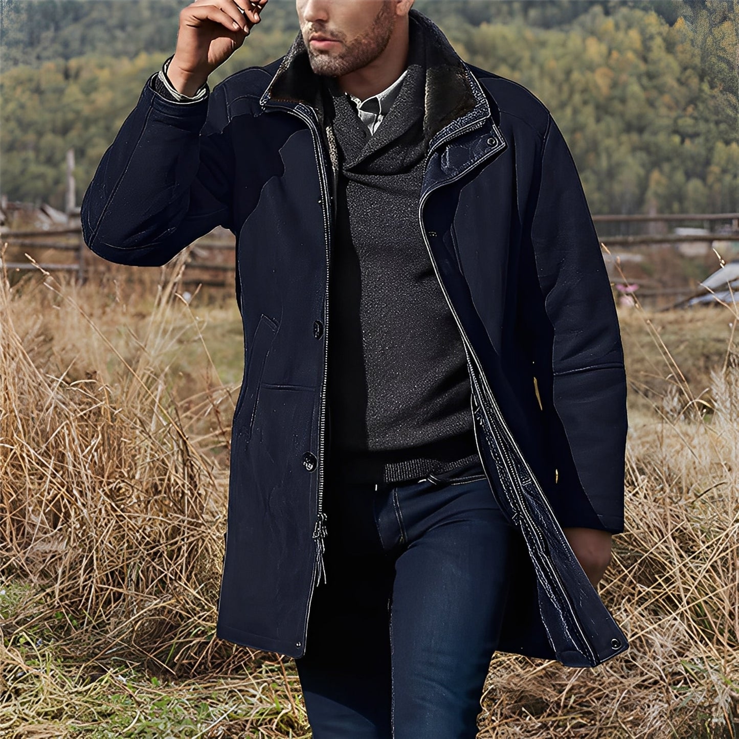 Eddie - Mittelgroße, klassische Herren-Wildlederjacke