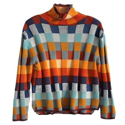 Katherine - Damenpullover aus stilvollem Patchwork-Kaschmir