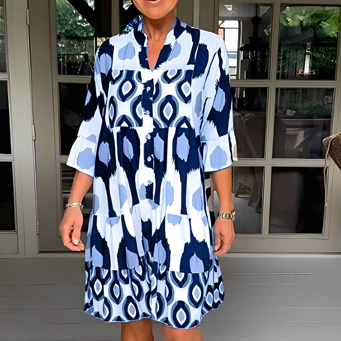 Floriane - Lockeres bedrucktes Kleid für Frauen